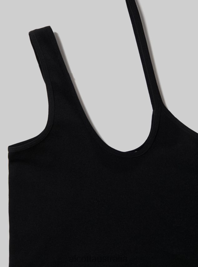 Asymmetrical Cropped Top Women 2TH442247 BK1 BLACK Alcott Clothing