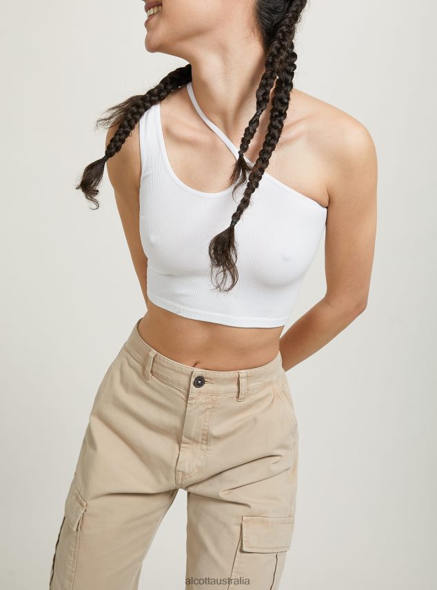 Asymmetrical Cropped Top Women 2TH442249 BK1 BLACK Alcott Clothing