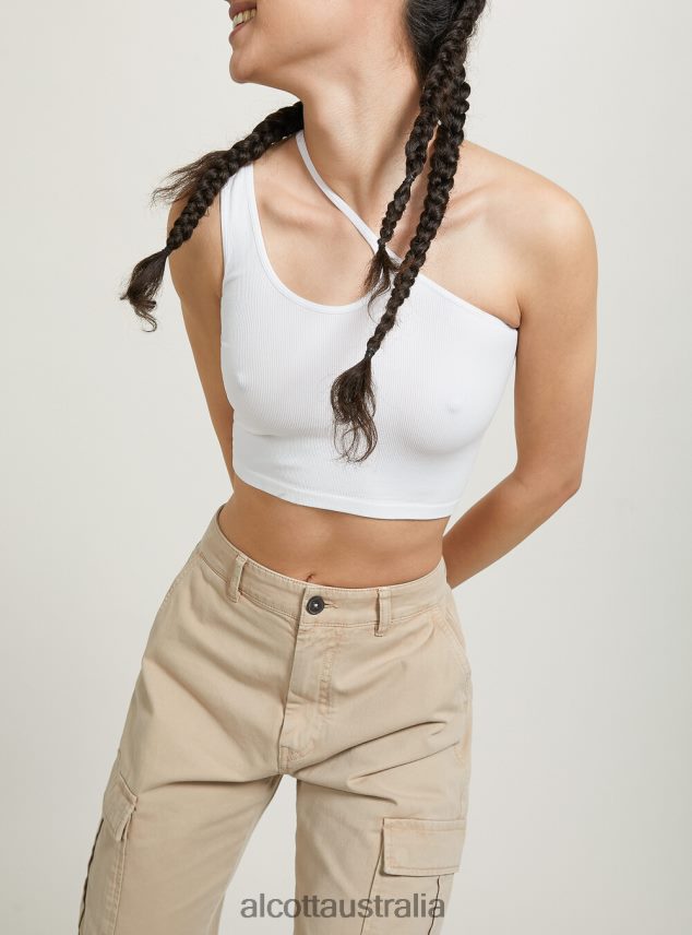 Asymmetrical Cropped Top Women 2TH442249 BK1 BLACK Alcott Clothing