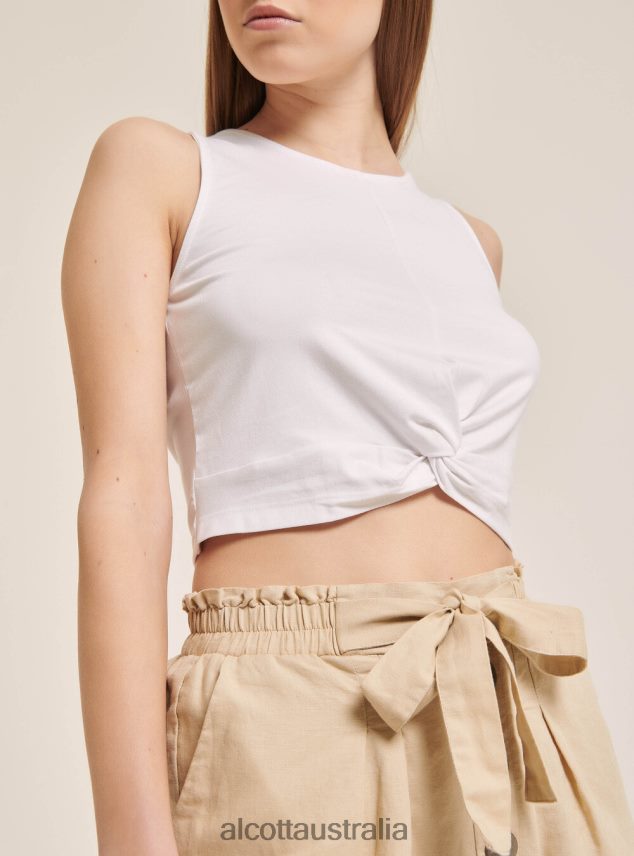 Basic Cropped Tank Top With Cotton Knot Women 2TH442146 BK1 BLACK Alcott Clothing