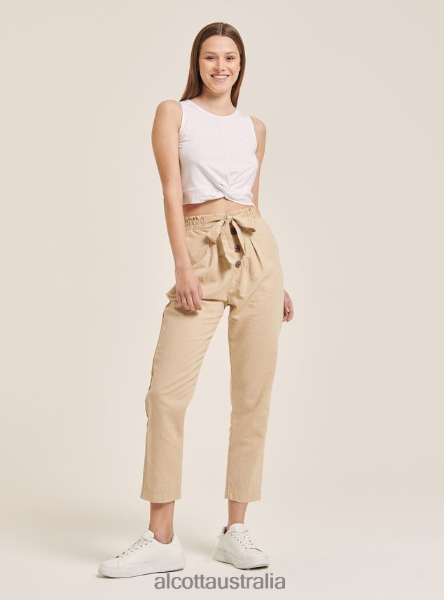 Basic Cropped Tank Top With Cotton Knot Women 2TH442146 BK1 BLACK Alcott Clothing