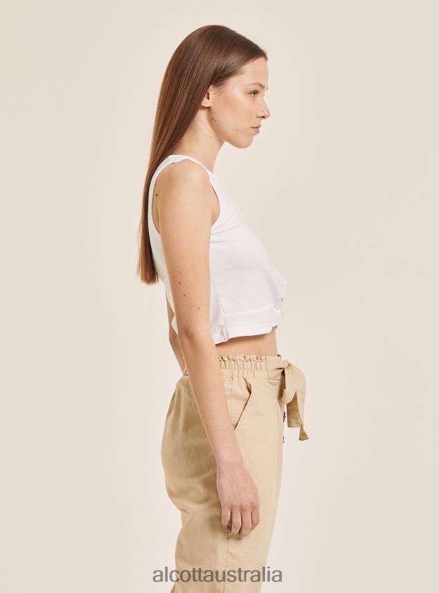 Basic Cropped Tank Top With Cotton Knot Women 2TH442146 BK1 BLACK Alcott Clothing