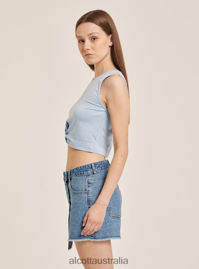 Basic Cropped Tank Top With Cotton Knot Women 2TH442261 BK1 BLACK Alcott Clothing