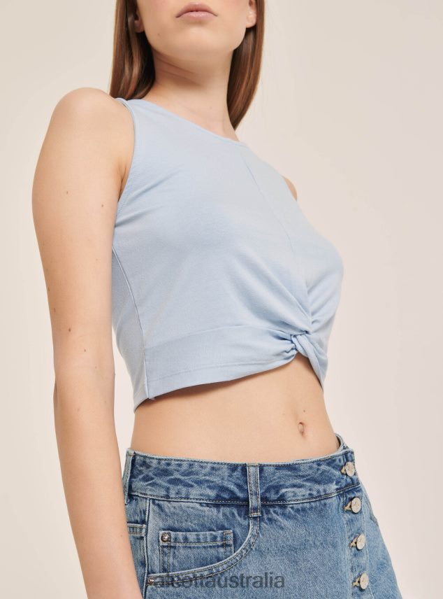 Basic Cropped Tank Top With Cotton Knot Women 2TH442261 BK1 BLACK Alcott Clothing