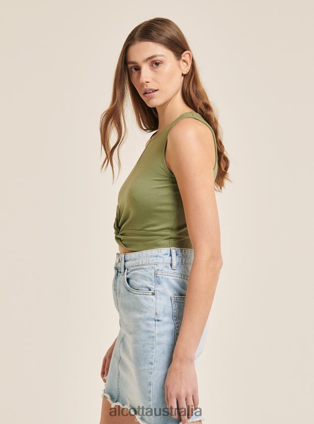 Basic Cropped Tank Top With Cotton Knot Women 2TH442263 BK1 BLACK Alcott Clothing