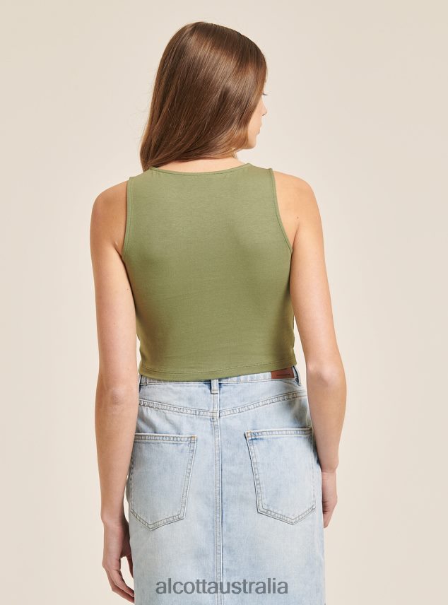 Basic Cropped Tank Top With Cotton Knot Women 2TH442263 BK1 BLACK Alcott Clothing