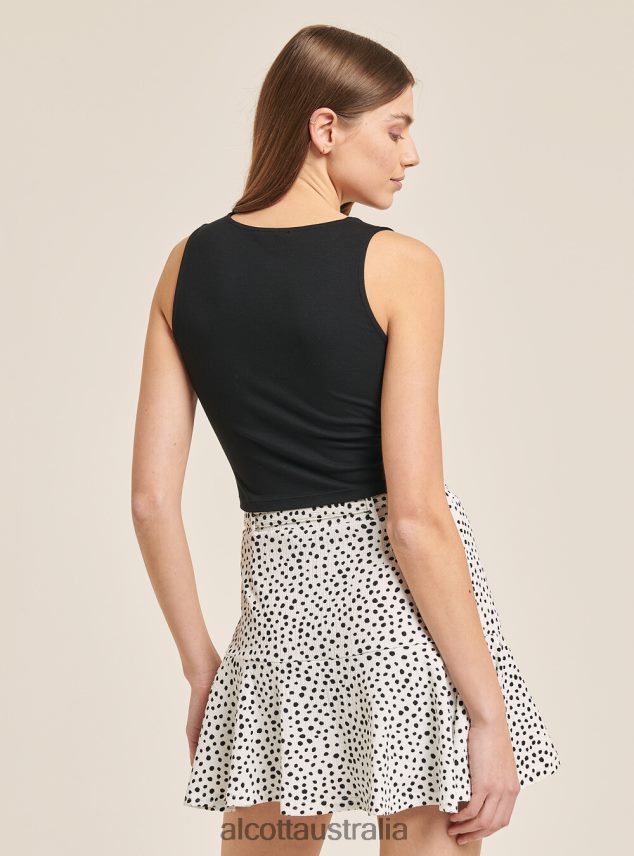 Basic Cropped Tank Top With Cotton Knot Women 2TH442455 BK1 BLACK Alcott Clothing