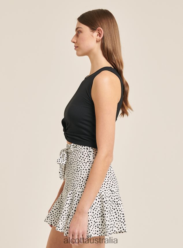 Basic Cropped Tank Top With Cotton Knot Women 2TH442455 BK1 BLACK Alcott Clothing