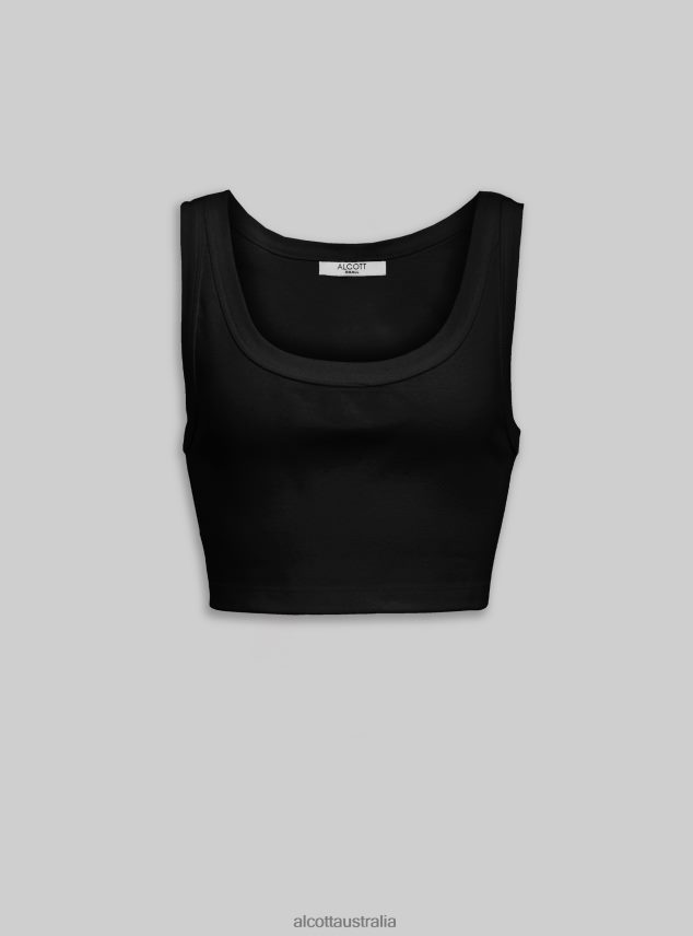 Canotta Basic Crop A Costine Women 2TH442438 BK1 BLACK Alcott Clothing
