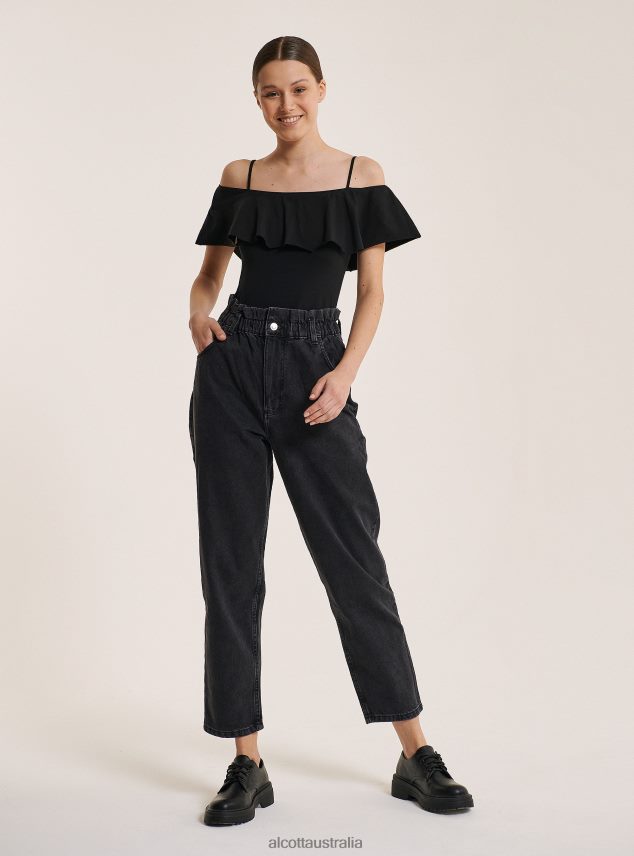 Cotton Bodysuit With Ruffles Women 2TH442318 C2274 AZZURRE Alcott Clothing