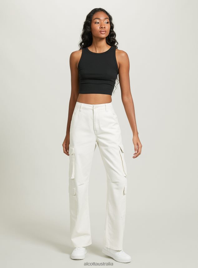 Cropped Cotton Tank Top Women 2TH442154 BK1 BLACK Alcott Clothing