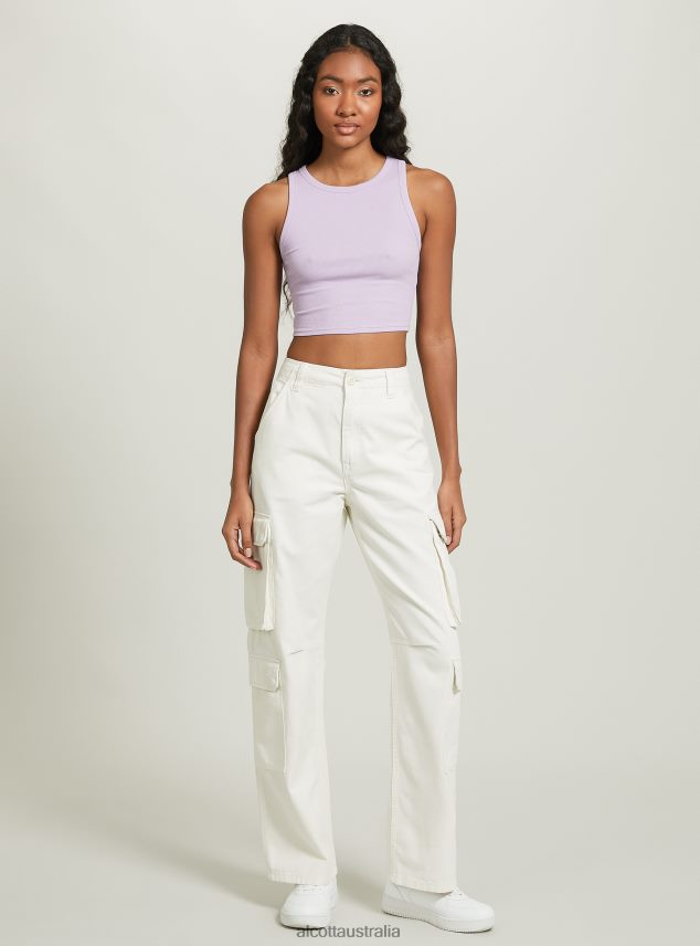 Cropped Cotton Tank Top Women 2TH442293 BK1 BLACK Alcott Clothing