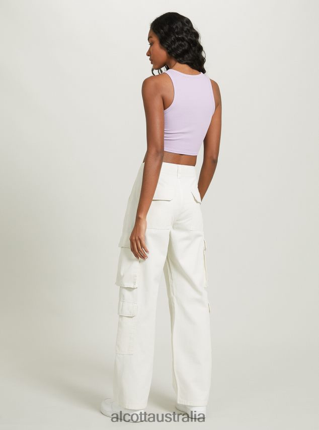 Cropped Cotton Tank Top Women 2TH442293 BK1 BLACK Alcott Clothing