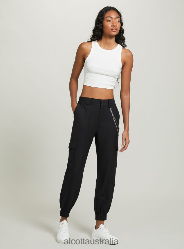 Cropped Cotton Tank Top Women 2TH442295 BK1 BLACK Alcott Clothing