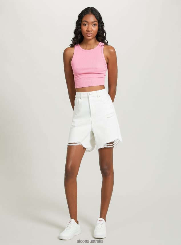 Cropped Cotton Tank Top Women 2TH442504 BK1 BLACK Alcott Clothing