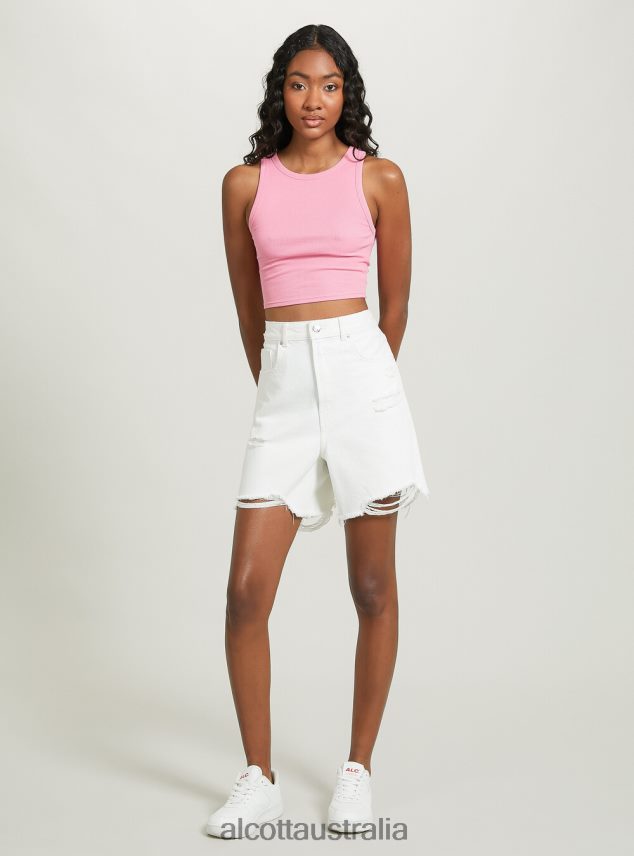 Cropped Cotton Tank Top Women 2TH442504 BK1 BLACK Alcott Clothing