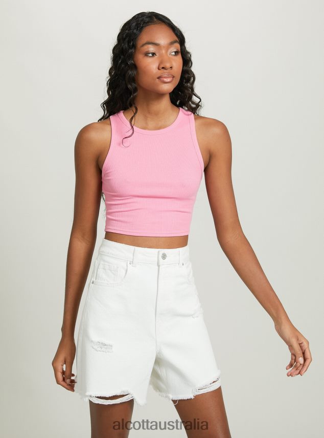 Cropped Cotton Tank Top Women 2TH442504 BK1 BLACK Alcott Clothing