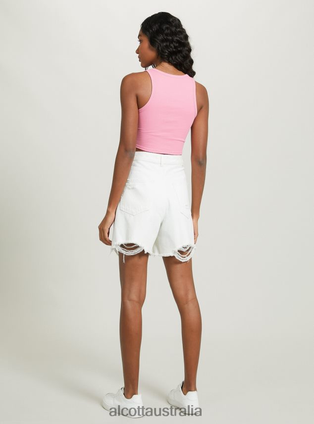 Cropped Cotton Tank Top Women 2TH442504 BK1 BLACK Alcott Clothing