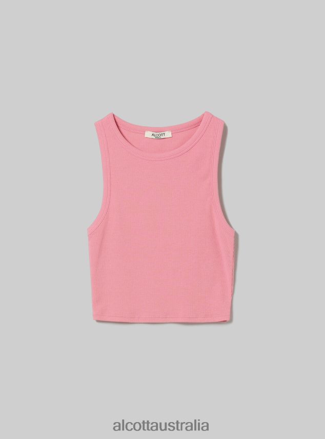 Cropped Cotton Tank Top Women 2TH442504 BK1 BLACK Alcott Clothing