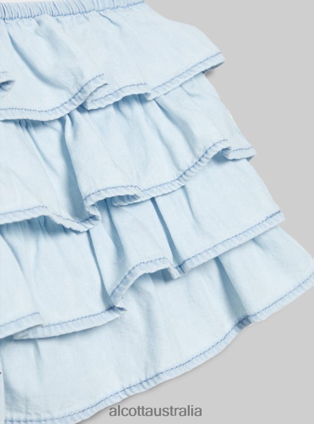 Cropped Denim Top With Ruffle Women 2TH442209 D005 LIGHT BLUE Alcott Clothing