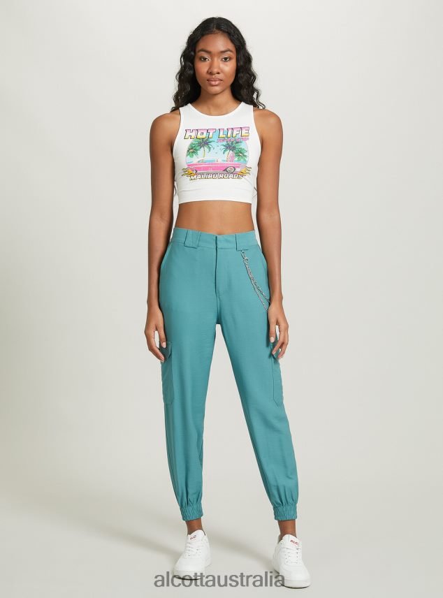 Lace Up Crop Top Women 2TH44210 WH2 WHITE Alcott Clothing