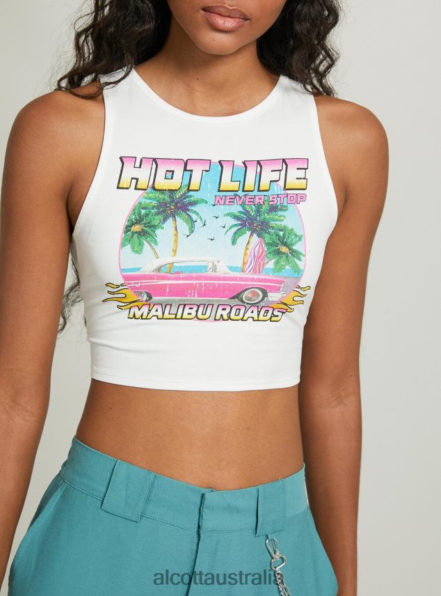 Lace Up Crop Top Women 2TH44210 WH2 WHITE Alcott Clothing