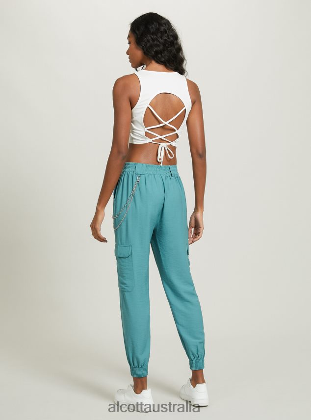 Lace Up Crop Top Women 2TH44210 WH2 WHITE Alcott Clothing