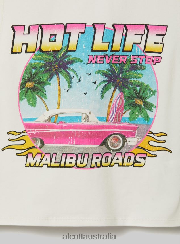 Lace Up Crop Top Women 2TH44210 WH2 WHITE Alcott Clothing