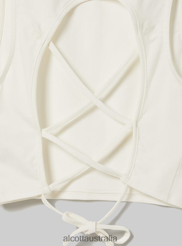 Lace Up Crop Top Women 2TH4422 WH2 WHITE Alcott Clothing
