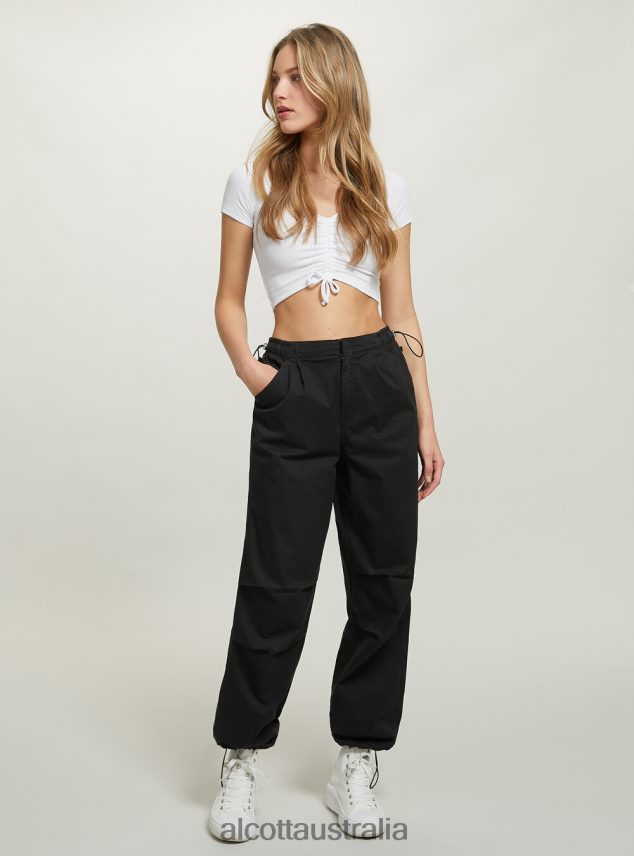 Cotton Parachute Trousers Women 2TH442151 BK1 BLACK Alcott Clothing
