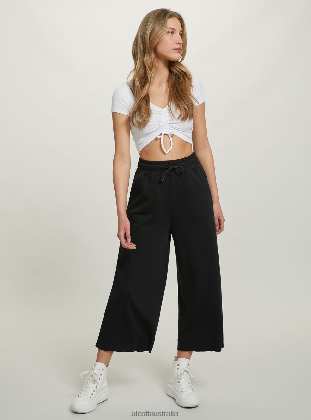 Cropped Fleece Leggings With Elasticated Waistband Women 2TH442206 BK1 BLACK Alcott Clothing