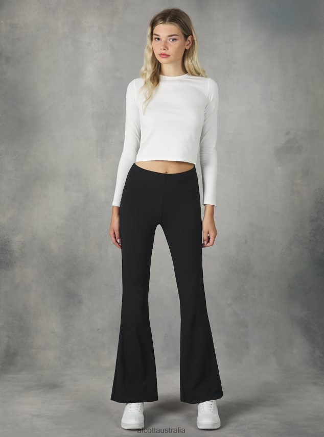 Flare Trousers With Elasticated Waist Women 2TH442418 BK1 BLACK Alcott Clothing