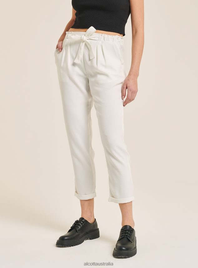 Jogger Trousers With Belt Women 2TH44294 WHITE Alcott Clothing