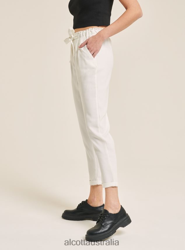 Jogger Trousers With Belt Women 2TH44294 WHITE Alcott Clothing
