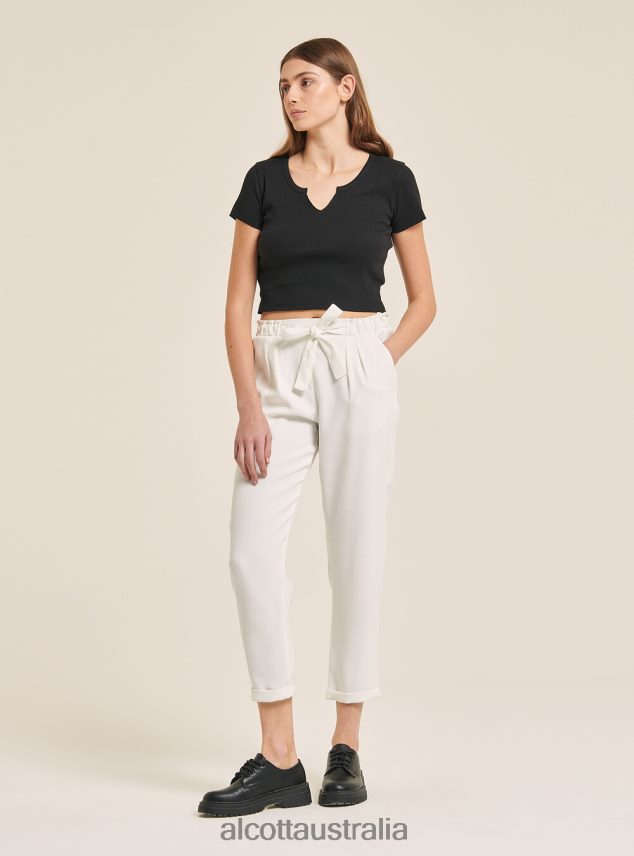 Jogger Trousers With Belt Women 2TH44294 WHITE Alcott Clothing