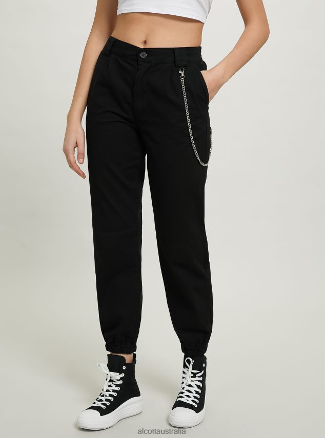 Jogger Trousers With Chain Women 2TH44240 BK1 BLACK Alcott Clothing