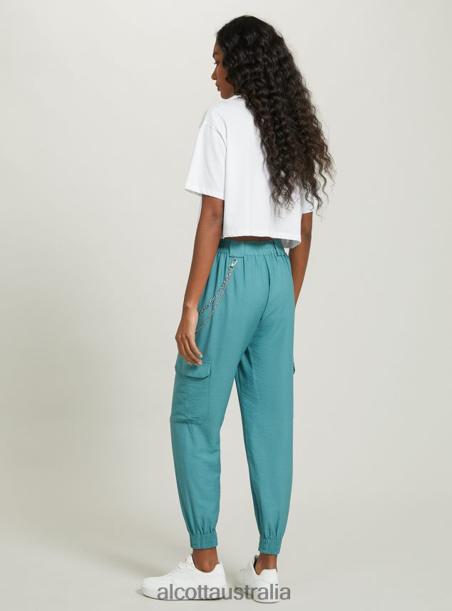 Linen Blend Chain Trousers Women 2TH44211 BK1 BLACK Alcott Clothing