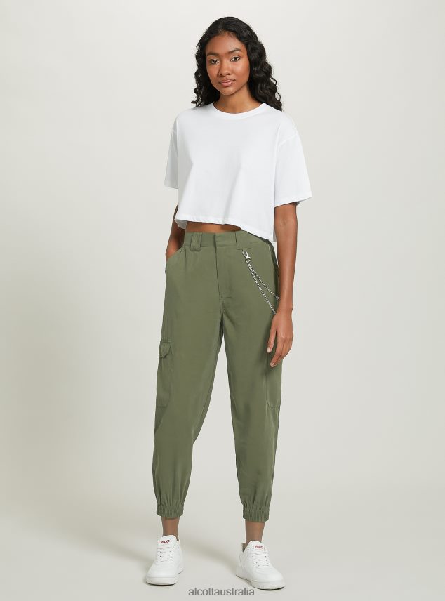 Linen Blend Chain Trousers Women 2TH442227 BK1 BLACK Alcott Clothing