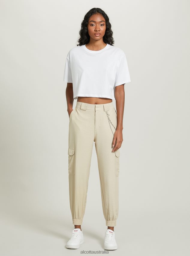 Linen Blend Chain Trousers Women 2TH442248 BK1 BLACK Alcott Clothing