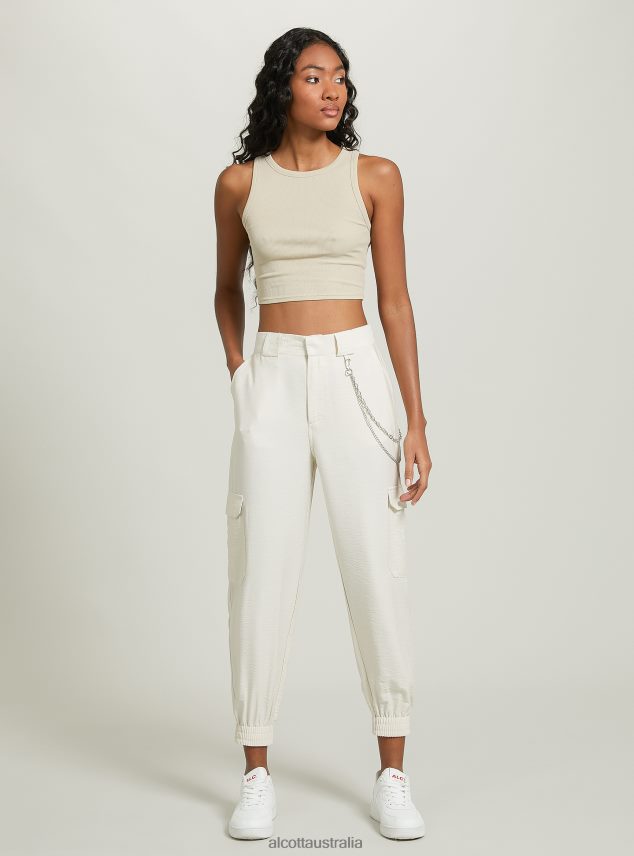 Linen Blend Chain Trousers Women 2TH442419 BK1 BLACK Alcott Clothing