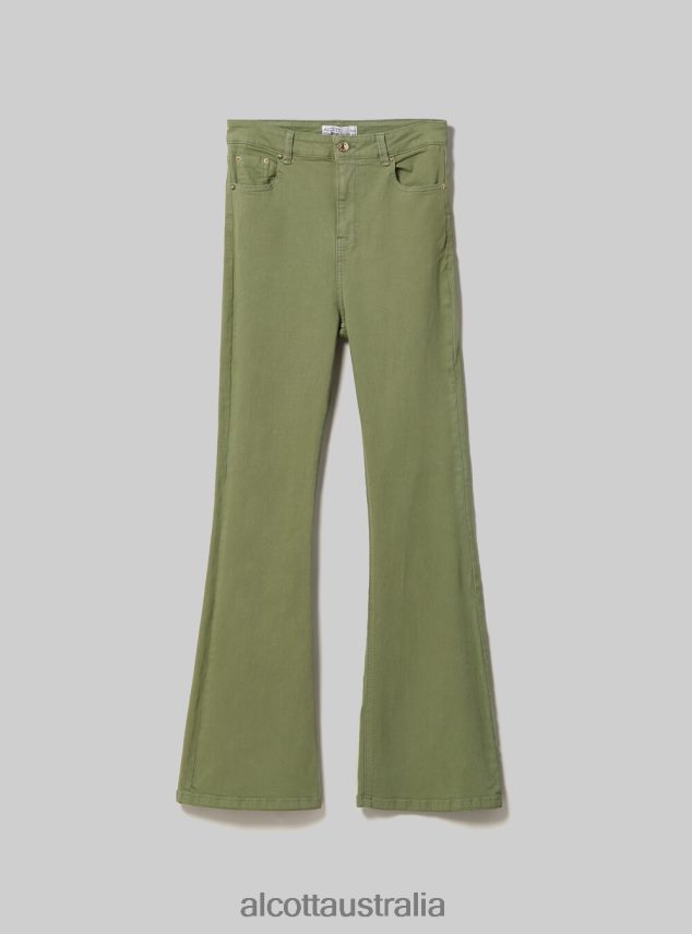 Stretch Twill Flare Trousers Women 2TH442181 WH1 OFF WHITE Alcott Clothing